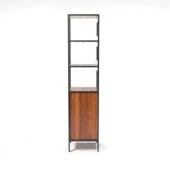 72 in. Natural Tone Metal 4-shelf Etagere Bookcase with Doors by Furniture of America -Furniture of America Sales Store natural tone furniture of america bookcases bookshelves idf ac6051nt c3 1000