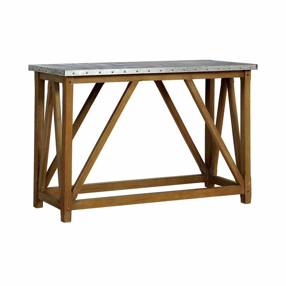 Violima 49 in. Natural Tone Rectangle Iron Console Table by Furniture of America 1 Violima 49 in. Natural Tone Rectangle Iron Console Table by Furniture of America