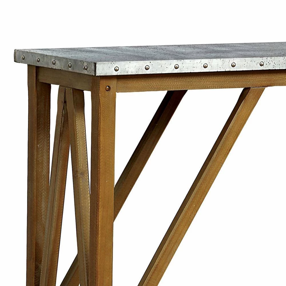 Violima 49 in. Natural Tone Rectangle Iron Console Table by Furniture of America 2 Violima 49 in. Natural Tone Rectangle Iron Console Table by Furniture of America - Image 2