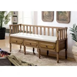 Cherryvale Natural Tone Bench with Multi Storage (30 in. H x 60 in. W x 19 in. D) by Furniture of America -Furniture of America Sales Store natural tone furniture of america dining benches idf bn6359nt 31 1000