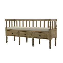 Cherryvale Natural Tone Bench with Multi Storage (30 in. H x 60 in. W x 19 in. D) by Furniture of America