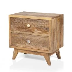 Kirkwood 2-Drawer Natural Tone Nightstand (21.75 in. H x 21.5 in. W x 13.75 in. D) by Furniture of America