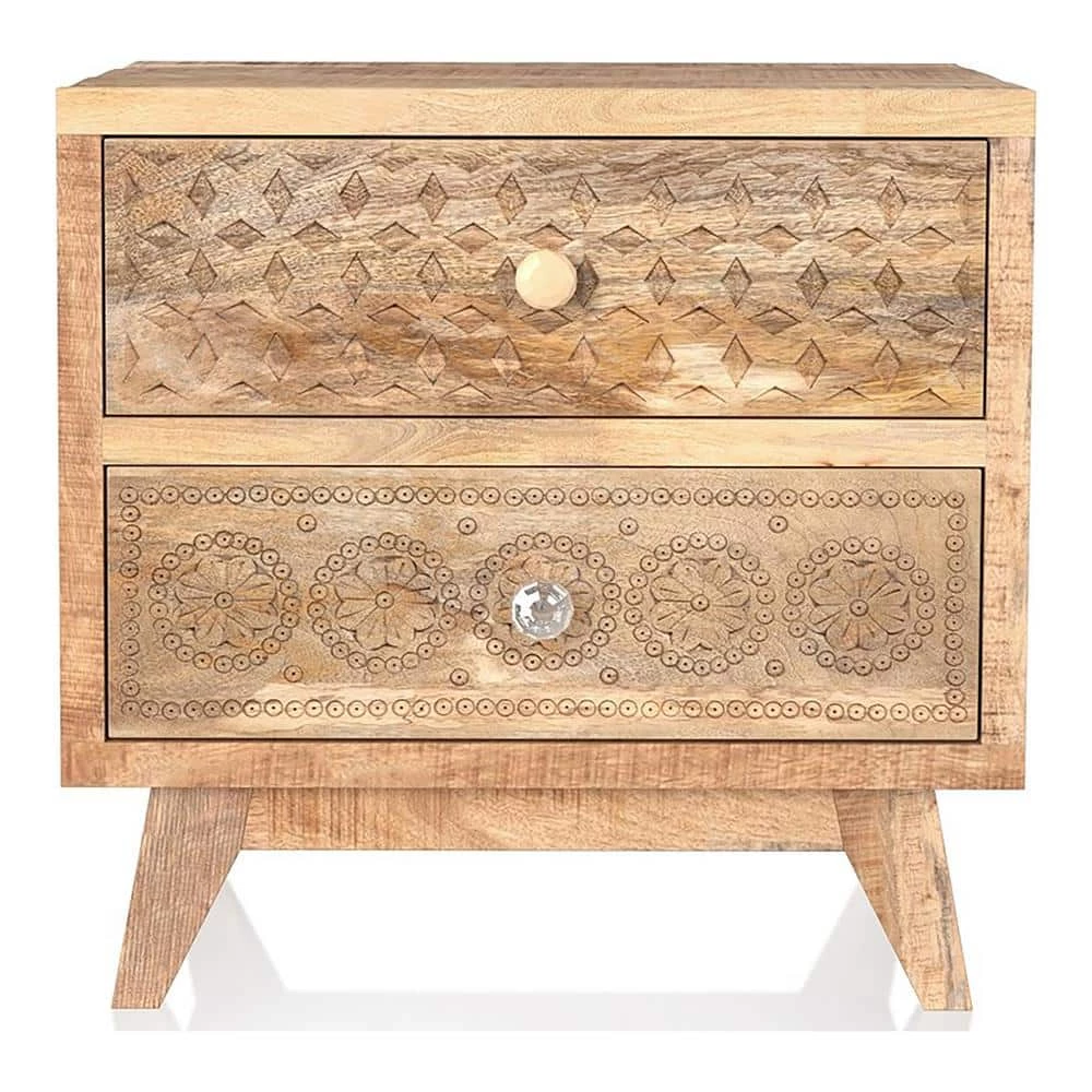 Kirkwood 2-Drawer Natural Tone Nightstand (21.75 in. H x 21.5 in. W x 13.75 in. D) by Furniture of America 3 Kirkwood 2-Drawer Natural Tone Nightstand (21.75 in. H x 21.5 in. W x 13.75 in. D) by Furniture of America - Image 3