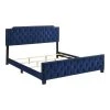 Bernadetta 85 in. W Navy Blue Queen Fabric Frame Upholstered Platform Bed by Furniture of America