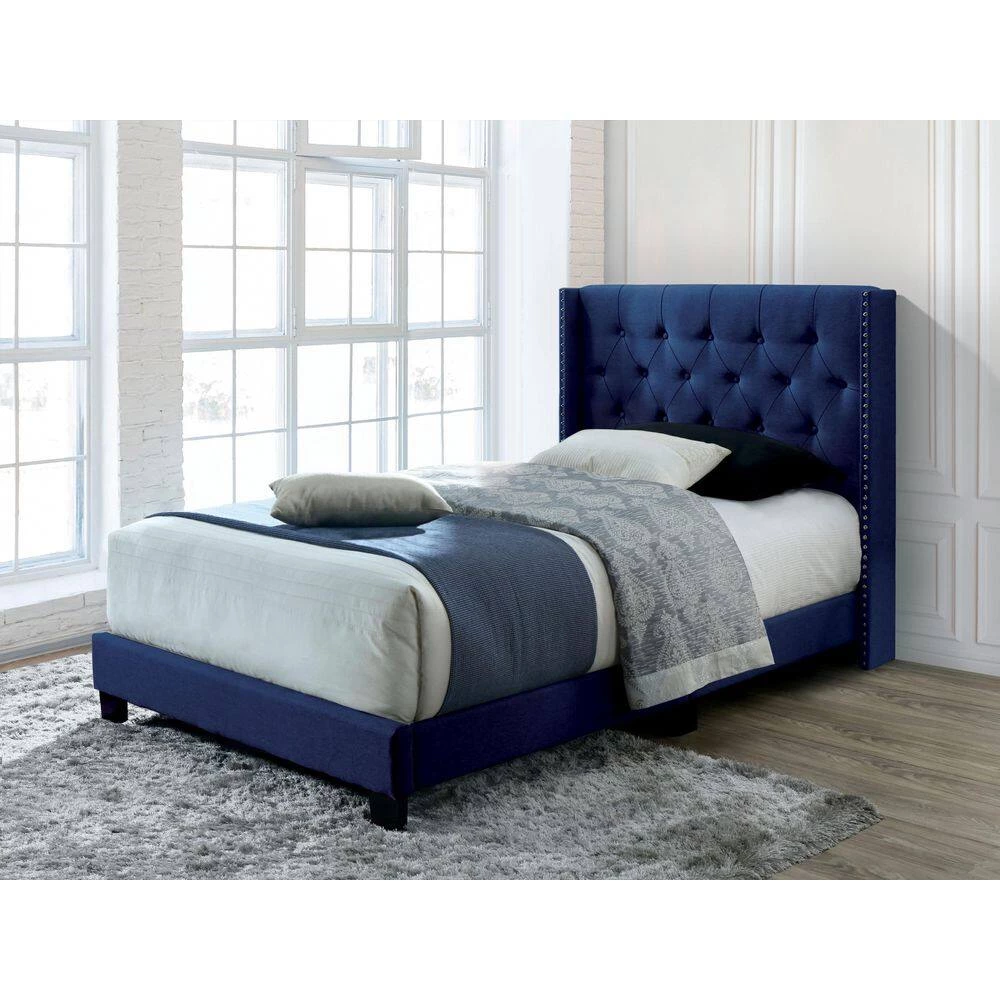Jayland Blue Twin Panel Bed with Button-tufted Headboard by Furniture of America 4 Jayland Blue Twin Panel Bed with Button-tufted Headboard by Furniture of America - Image 4