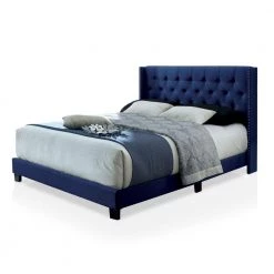 Jayland Blue Twin Panel Bed with Button-tufted Headboard by Furniture of America