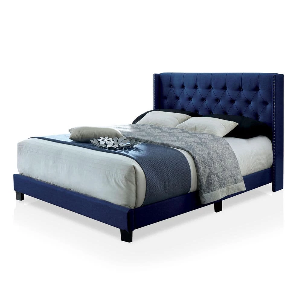 Jayland Blue Twin Panel Bed with Button-tufted Headboard by Furniture of America 1 Jayland Blue Twin Panel Bed with Button-tufted Headboard by Furniture of America