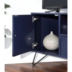 Chappa 41.38 in. Navy Corner TV Stand Fits TV's up to 47.58 in. with Open Shelf by Furniture of America -Furniture of America Sales Store navy furniture of america tv stands idf 5135nv tv 44 1000