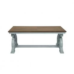 Myrtle 50 in. Oak/Antique Blue Large Rectangle Wood Coffee Table by Furniture of America