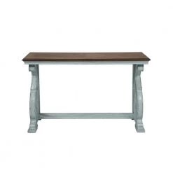 Myrtle 50 in. Oak/Antique Blue Standard Rectangle Wood Console Table with Storage by Furniture of America