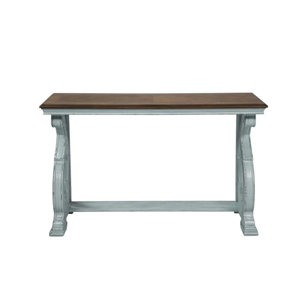 Myrtle 50 in. Oak/Antique Blue Standard Rectangle Wood Console Table with Storage by Furniture of America 1 Myrtle 50 in. Oak/Antique Blue Standard Rectangle Wood Console Table with Storage by Furniture of America