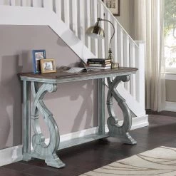 Myrtle 50 in. Oak/Antique Blue Standard Rectangle Wood Console Table with Storage by Furniture of America 9 Myrtle 50 in. Oak/Antique Blue Standard Rectangle Wood Console Table with Storage by Furniture of America -Furniture of America Sales Store oak and antique blue furniture of america console tables idf 4663bl s c3 1000