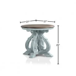 Myrtle 27 in. Oak and Antique Blue Round Wood Top End Table by Furniture of America -Furniture of America Sales Store oak and antique blue furniture of america end side tables idf 4663bl e 40 1000