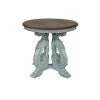 Myrtle 27 in. Oak and Antique Blue Round Wood Top End Table by Furniture of America