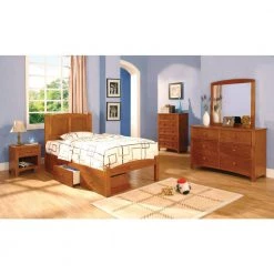 Piper Peak Brown Oak Wood Twin Bed by Furniture of America -Furniture of America Sales Store oak furniture of america kids beds idf 7903oak t 31 1000