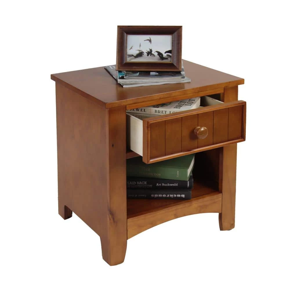 Eavan 1-Drawer Oak Nightstand by Furniture of America 2 Eavan 1-Drawer Oak Nightstand by Furniture of America - Image 2