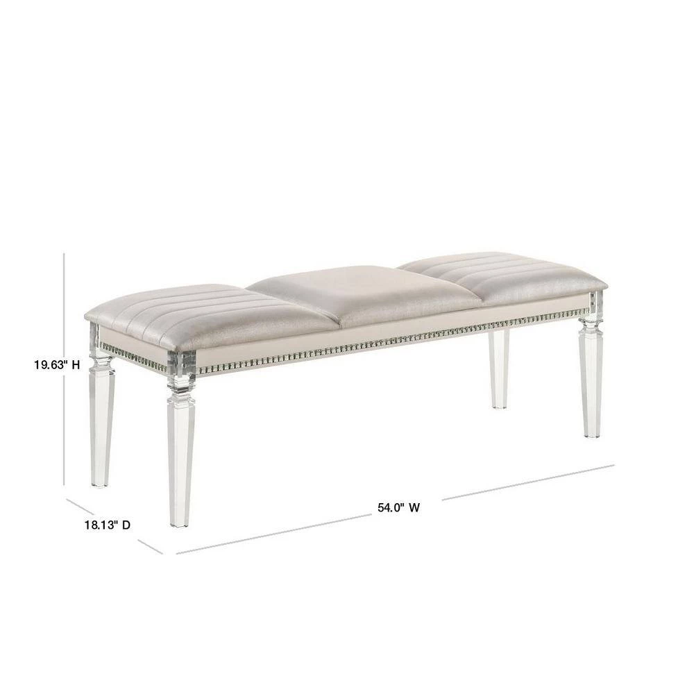 Noriah Pearl White and White Upholstered Bench by Furniture of America 3 Noriah Pearl White and White Upholstered Bench by Furniture of America - Image 3