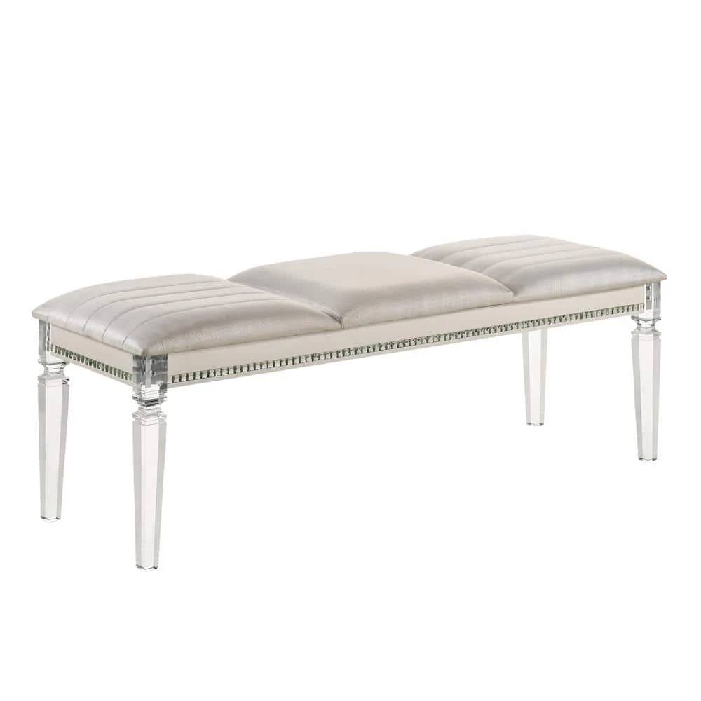 Noriah Pearl White and White Upholstered Bench by Furniture of America 1 Noriah Pearl White and White Upholstered Bench by Furniture of America