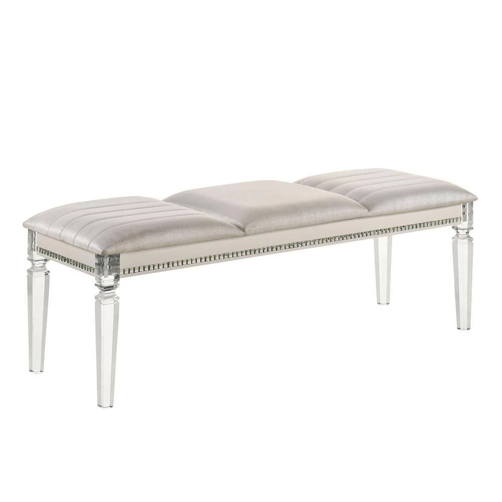 Noriah Pearl White and White Upholstered Bench by Furniture of America 2 Noriah Pearl White and White Upholstered Bench by Furniture of America - Image 2