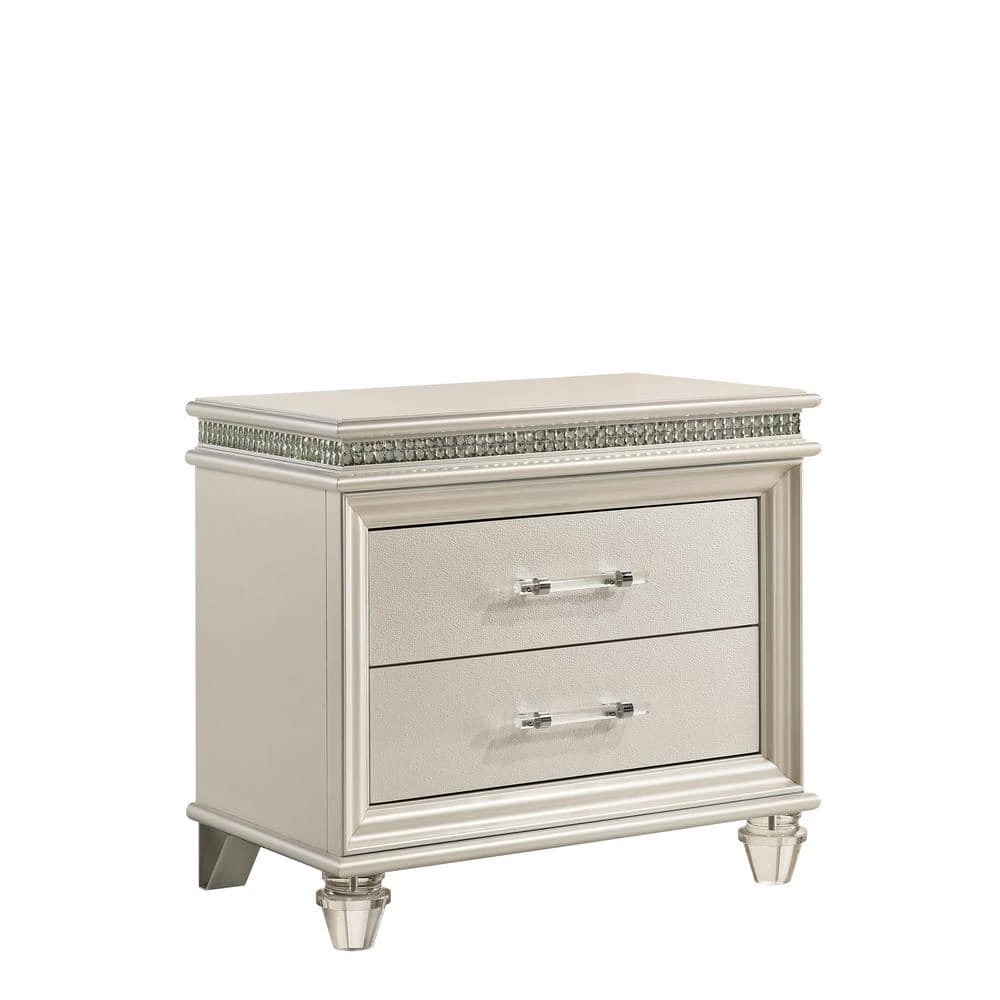 Noriah 2-Drawer Pearl White and White Nightstand by Furniture of America 1 Noriah 2-Drawer Pearl White and White Nightstand by Furniture of America