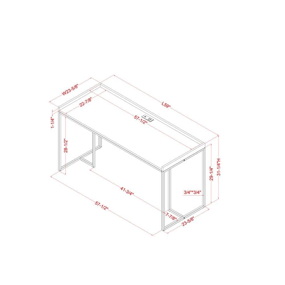 Carcanna 59 in. Rectangular Pink Computer Desk with USB Port by Furniture of America 2 Carcanna 59 in. Rectangular Pink Computer Desk with USB Port by Furniture of America - Image 2
