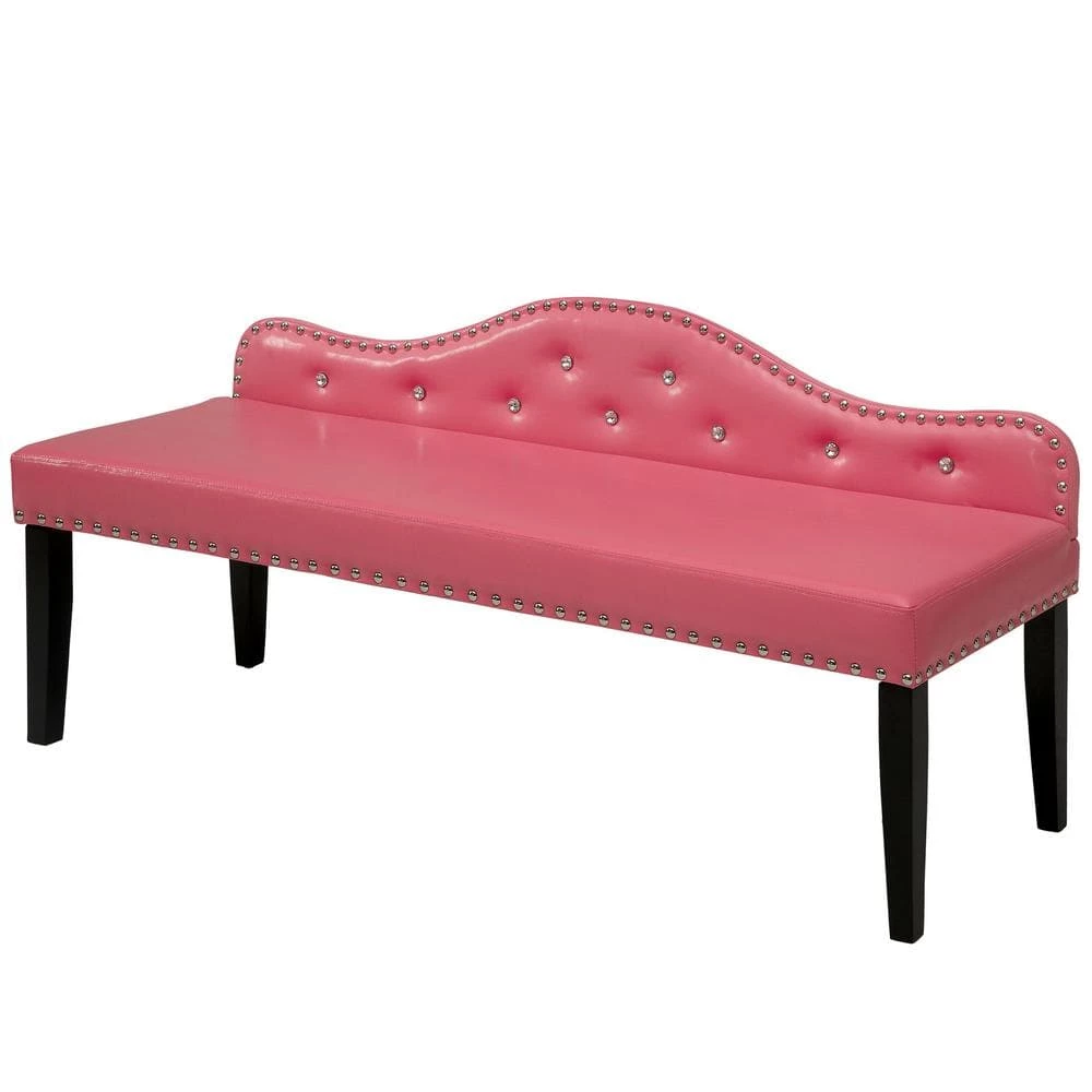 Sherrill Pink Bench with Tufted Back (27.5 in. H X 64 in. W X 21 in. D) by Furniture of America 1 Sherrill Pink Bench with Tufted Back (27.5 in. H X 64 in. W X 21 in. D) by Furniture of America