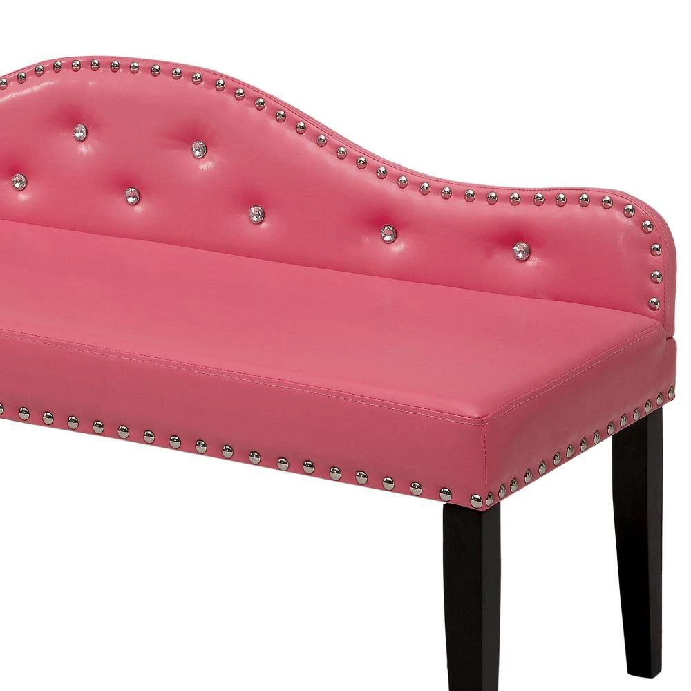 Sherrill Pink Bench with Tufted Back (27.5 in. H X 64 in. W X 21 in. D) by Furniture of America 2 Sherrill Pink Bench with Tufted Back (27.5 in. H X 64 in. W X 21 in. D) by Furniture of America - Image 2