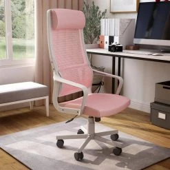 Elkorn Pink Fabric Ergonomic Swivel Office Chair by Furniture of America