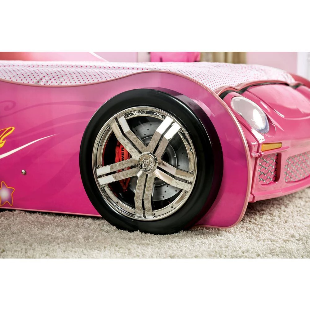 Meera Pink Twin Race Car Bed by Furniture of America 8 Meera Pink Twin Race Car Bed by Furniture of America - Image 8