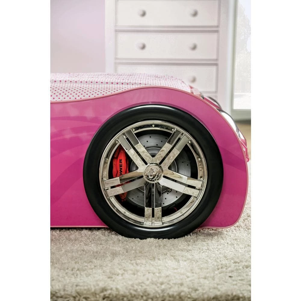 Meera Pink Twin Race Car Bed by Furniture of America 9 Meera Pink Twin Race Car Bed by Furniture of America - Image 9