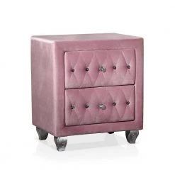 Nesika 2-Drawer Black Nightstand and Care Kit (26 in. H x 23 in. W x 17.5 in. D) by Furniture of America -Furniture of America Sales Store pink with care kit furniture of america nightstands idf 7130pk n k c3 1000