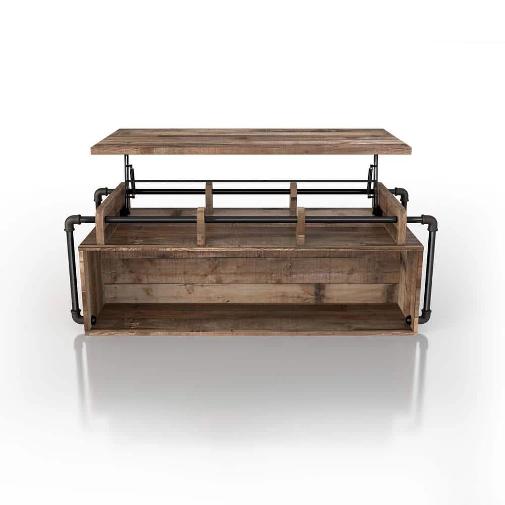 Beah 52 in. Reclaimed Barnwood Large Rectangle Wood Coffee Table with Lift Top by Furniture of America 5 Beah 52 in. Reclaimed Barnwood Large Rectangle Wood Coffee Table with Lift Top by Furniture of America - Image 5