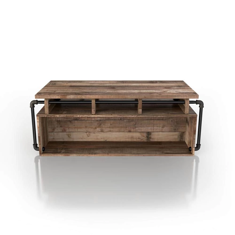 Beah 52 in. Reclaimed Barnwood Large Rectangle Wood Coffee Table with Lift Top by Furniture of America 2 Beah 52 in. Reclaimed Barnwood Large Rectangle Wood Coffee Table with Lift Top by Furniture of America - Image 2