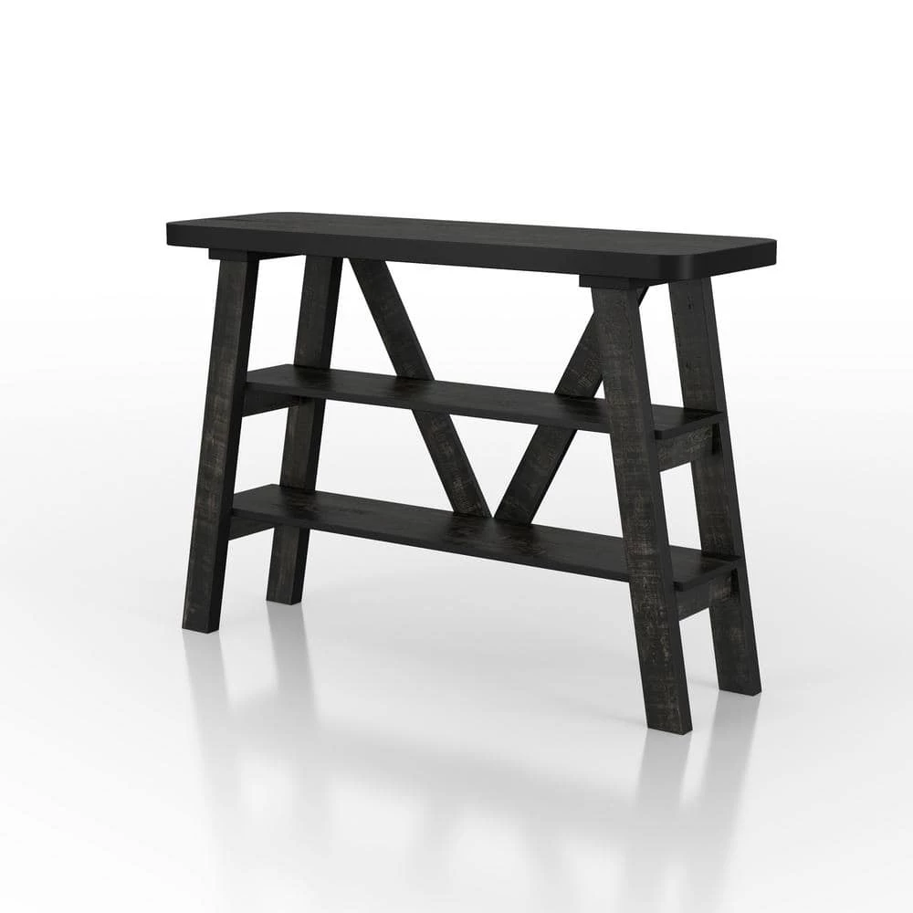 Novah 47 in W. Reclaimed Black Oak 33 in H. Rectangle PB Console Table by Furniture of America 4 Novah 47 in W. Reclaimed Black Oak 33 in H. Rectangle PB Console Table by Furniture of America - Image 4