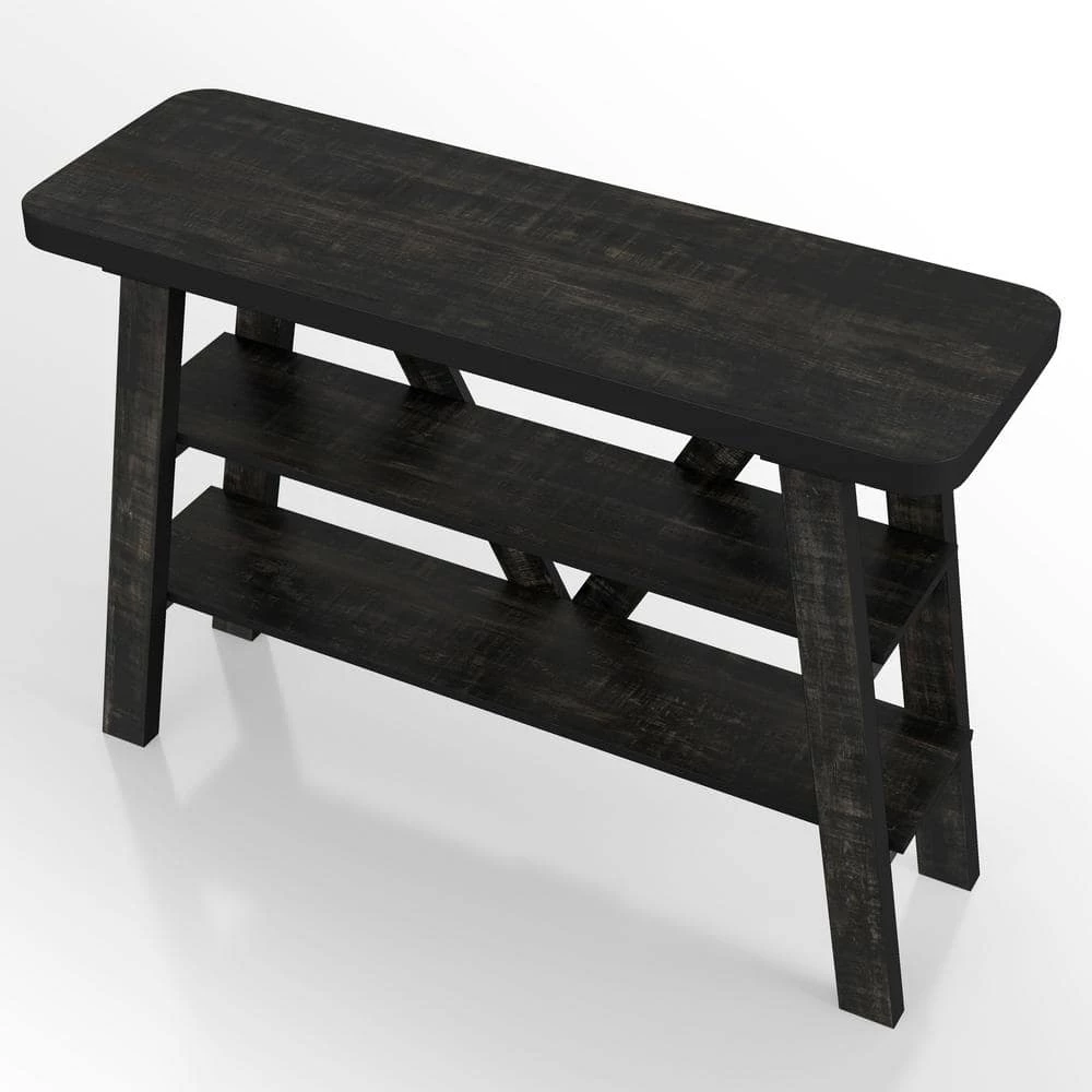Novah 47 in W. Reclaimed Black Oak 33 in H. Rectangle PB Console Table by Furniture of America 3 Novah 47 in W. Reclaimed Black Oak 33 in H. Rectangle PB Console Table by Furniture of America - Image 3