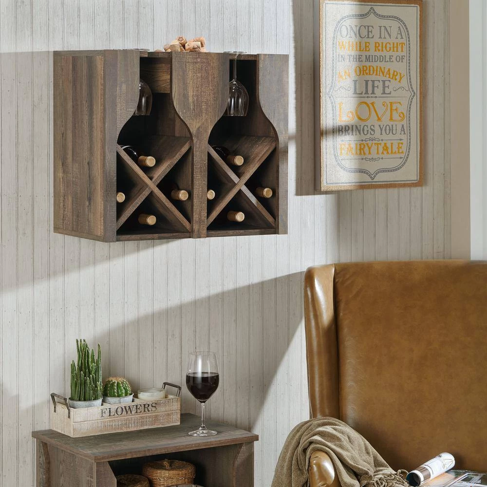 Sacha 8-Bottle Reclaimed Oak Hanging Wine Rack by Furniture of America 5 Sacha 8-Bottle Reclaimed Oak Hanging Wine Rack by Furniture of America - Image 5
