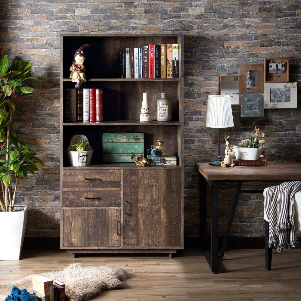 Geraldimo 69.8 in. Reclaimed Oak Wood 5-Shelf Accent Bookcase by Furniture of America 8 Geraldimo 69.8 in. Reclaimed Oak Wood 5-Shelf Accent Bookcase by Furniture of America - Image 8