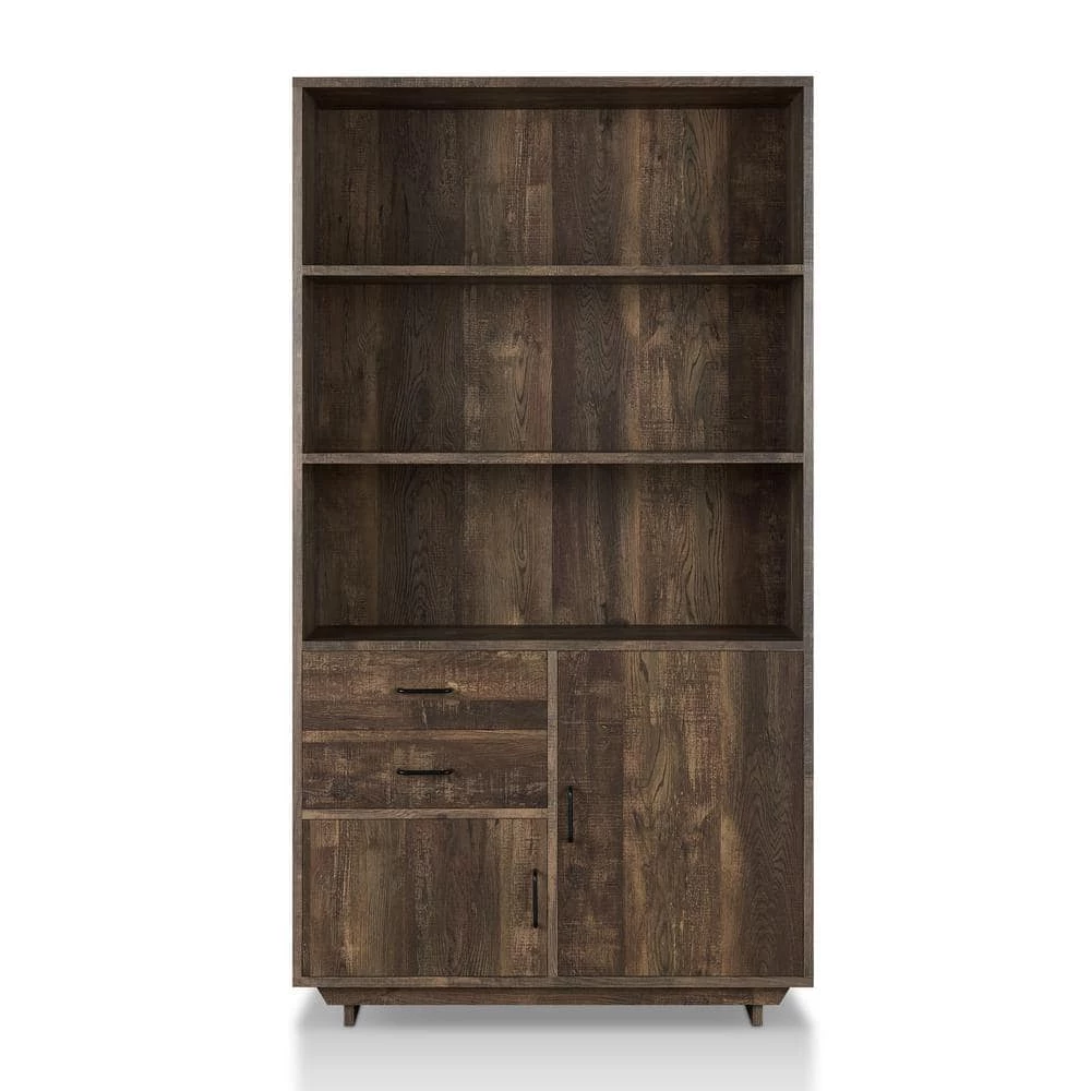 Geraldimo 69.8 in. Reclaimed Oak Wood 5-Shelf Accent Bookcase by Furniture of America 4 Geraldimo 69.8 in. Reclaimed Oak Wood 5-Shelf Accent Bookcase by Furniture of America - Image 4
