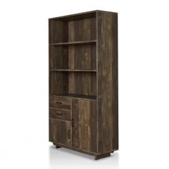 Geraldimo 69.8 in. Reclaimed Oak Wood 5-Shelf Accent Bookcase by Furniture of America