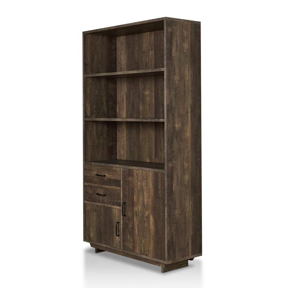 Geraldimo 69.8 in. Reclaimed Oak Wood 5-Shelf Accent Bookcase by Furniture of America 1 Geraldimo 69.8 in. Reclaimed Oak Wood 5-Shelf Accent Bookcase by Furniture of America