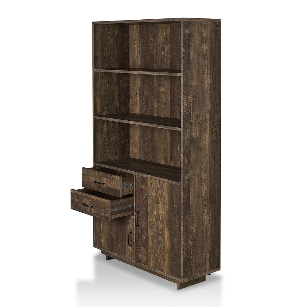 Geraldimo 69.8 in. Reclaimed Oak Wood 5-Shelf Accent Bookcase by Furniture of America 3 Geraldimo 69.8 in. Reclaimed Oak Wood 5-Shelf Accent Bookcase by Furniture of America - Image 3