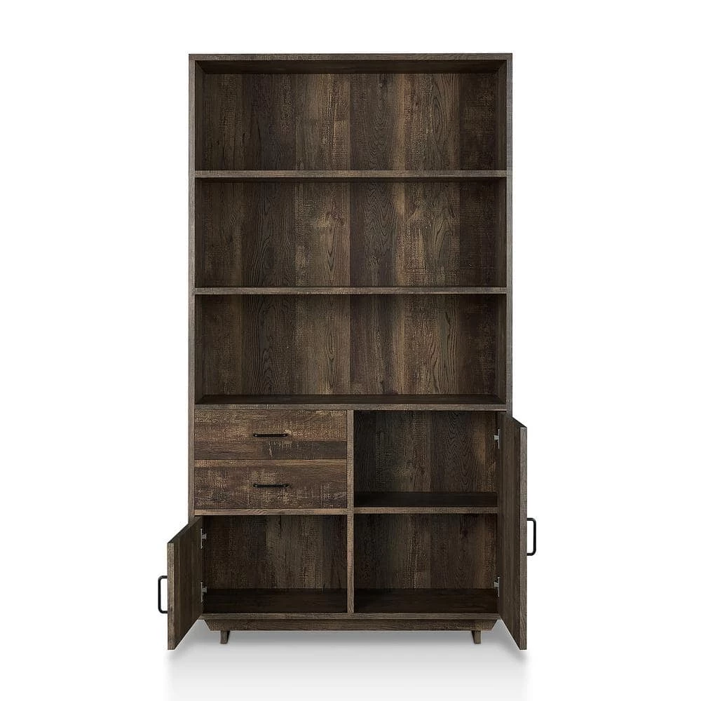 Geraldimo 69.8 in. Reclaimed Oak Wood 5-Shelf Accent Bookcase by Furniture of America 2 Geraldimo 69.8 in. Reclaimed Oak Wood 5-Shelf Accent Bookcase by Furniture of America - Image 2