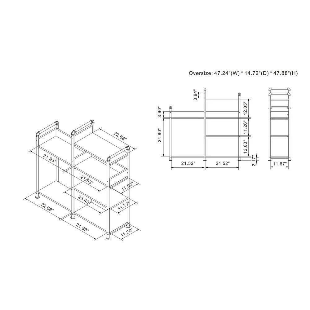 Verdana 47.24 in. Wide Reclaimed Oak 6-Shelf Standard Bookcase by Furniture of America 7 Verdana 47.24 in. Wide Reclaimed Oak 6-Shelf Standard Bookcase by Furniture of America - Image 7