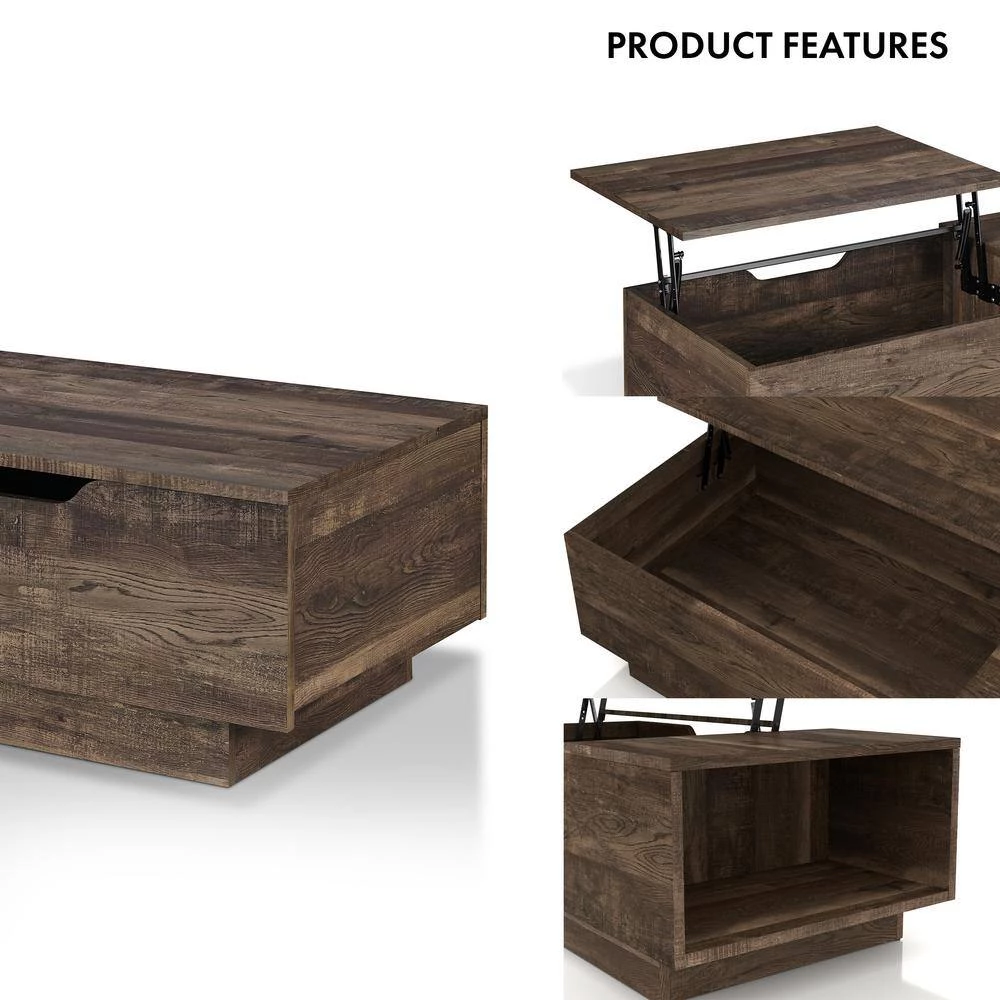 Klondike 47.32 in. Reclaimed Oak Rectangle Wood Coffee Table with Lift Top by Furniture of America 6 Klondike 47.32 in. Reclaimed Oak Rectangle Wood Coffee Table with Lift Top by Furniture of America - Image 6