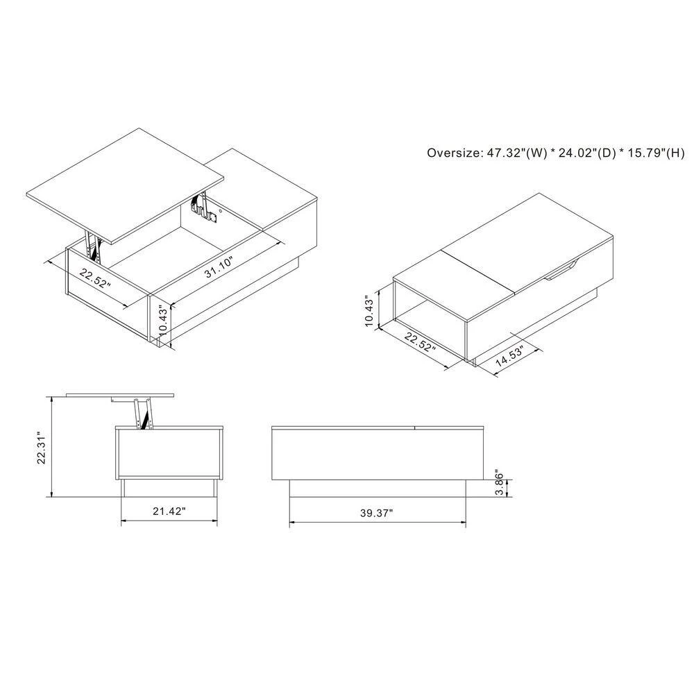 Klondike 47.32 in. Reclaimed Oak Rectangle Wood Coffee Table with Lift Top by Furniture of America 8 Klondike 47.32 in. Reclaimed Oak Rectangle Wood Coffee Table with Lift Top by Furniture of America - Image 8