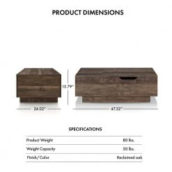 Klondike 47.32 in. Reclaimed Oak Rectangle Wood Coffee Table with Lift Top by Furniture of America 15 Klondike 47.32 in. Reclaimed Oak Rectangle Wood Coffee Table with Lift Top by Furniture of America -Furniture of America Sales Store reclaimed oak furniture of america coffee tables ynj 1893c25 fa 1000
