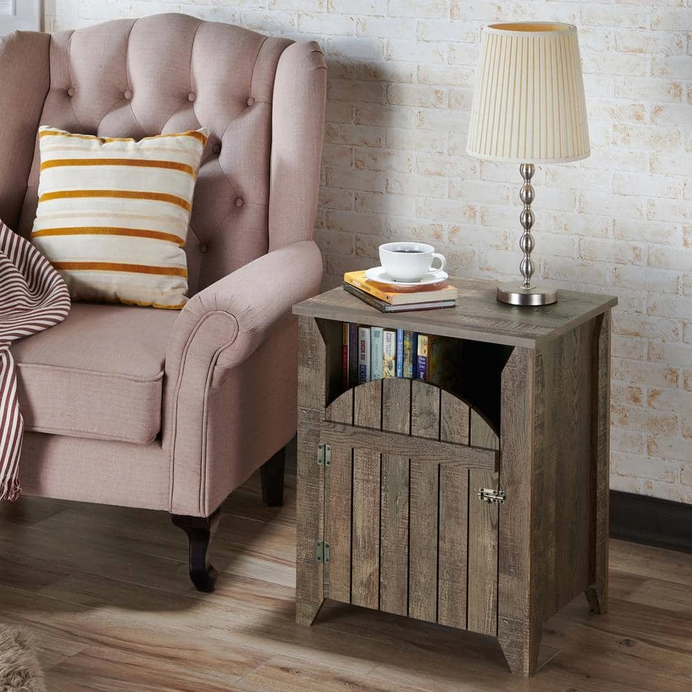 Beli Reclaimed Oak 1-Cabinet End Table by Furniture of America 5 Beli Reclaimed Oak 1-Cabinet End Table by Furniture of America - Image 5