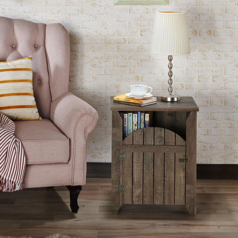 Beli Reclaimed Oak 1-Cabinet End Table by Furniture of America 4 Beli Reclaimed Oak 1-Cabinet End Table by Furniture of America - Image 4