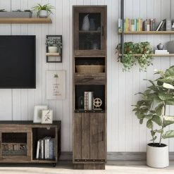 Coopern Reclaimed Oak 4-Shelf tv Tower by Furniture of America -Furniture of America Sales Store reclaimed oak furniture of america media storage hfw 1697c25 tr 31 1000