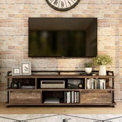 Osman 71 in. Reclaimed Oak TV Console with 2-Storage Drawers Fits TVs Up To 80 in. with Cable Management by Furniture of America -Furniture of America Sales Store reclaimed oak furniture of america tv stands fgi 19800c25 66 1000